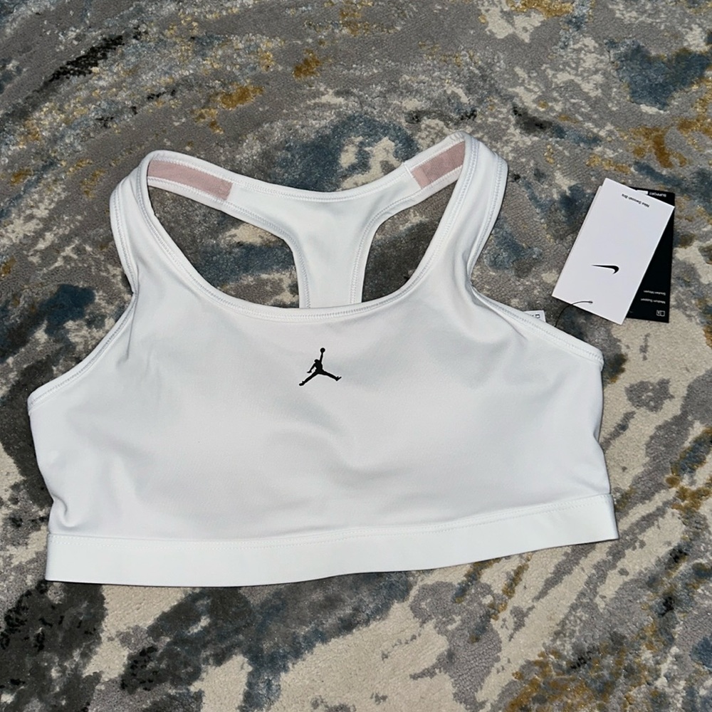 Women’s White Nike Swoosh Sports Bra